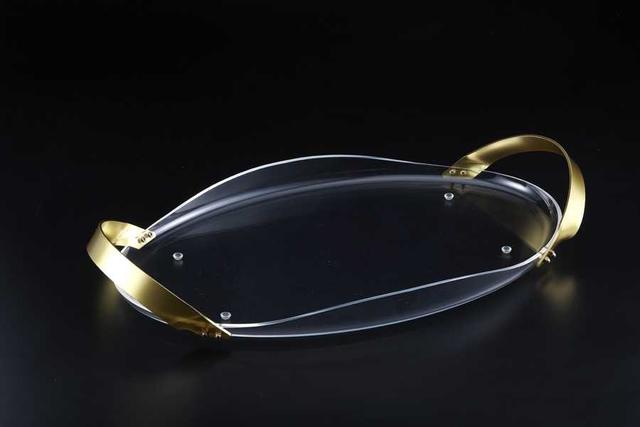 Vague Acrylic Serving Tray 59 cm Gold Handle Gold Transparent Acrylic - SW1hZ2U6MTg2MjU5OA==