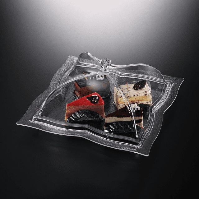 Vague Acrylic Square Dessert Serving Set Clear 30 cm Transparent Acrylic - SW1hZ2U6MTg2NDMxOQ==