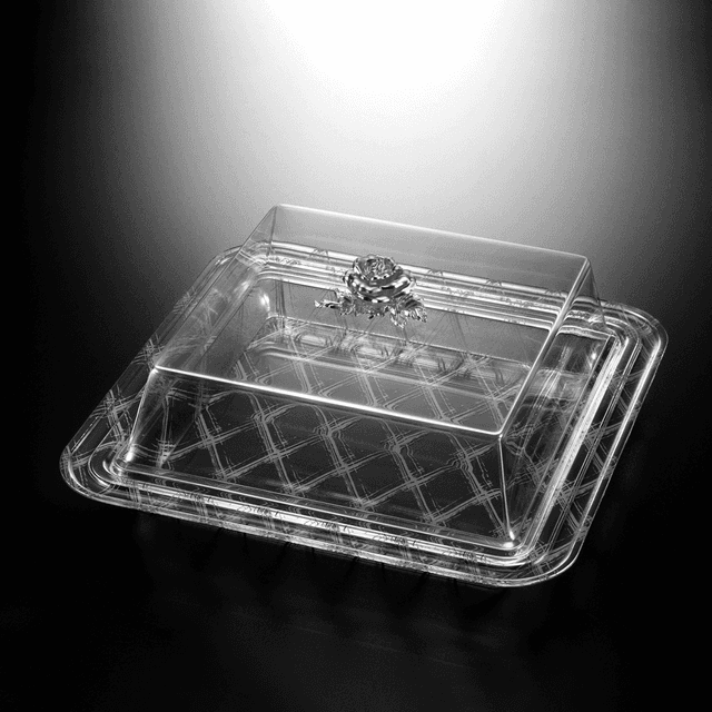 Vague Acrylic Square Serving Set 37.5 cm Silver Design Silver Transparent Acrylic - SW1hZ2U6MTg2MzY1NQ==