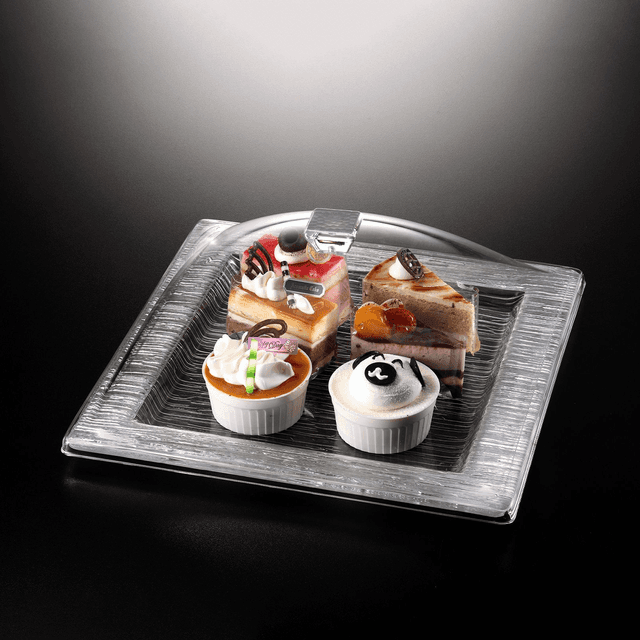 صحن تقديم بغطاء 31 سم ڤاج فضي Vague Acrylic Square Serving Set - SW1hZ2U6MTg2MzM5OQ==