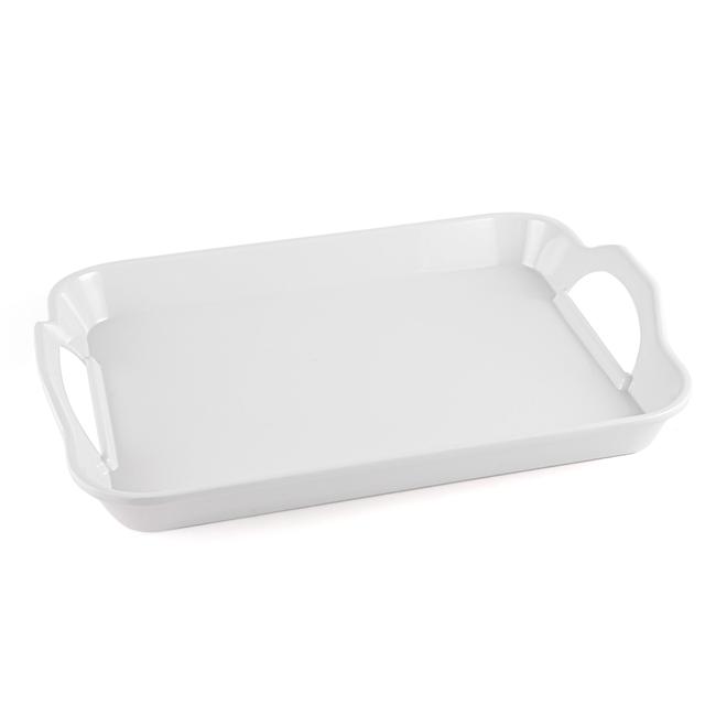 Vague Melamine Rectangular Tray with Handle 12" White Melamine - SW1hZ2U6MTg2Njc0Mg==