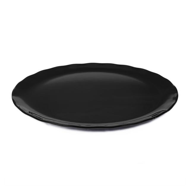 طبق تقديم دائري ميلامين 18 انش أسود ڨاج  Vague Melamine Round Wavy Edge Serving Platter - SW1hZ2U6MTg2NzA0OA==