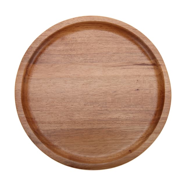 Vague Round Wooden Tray 30 cm Brown Acacia Wood