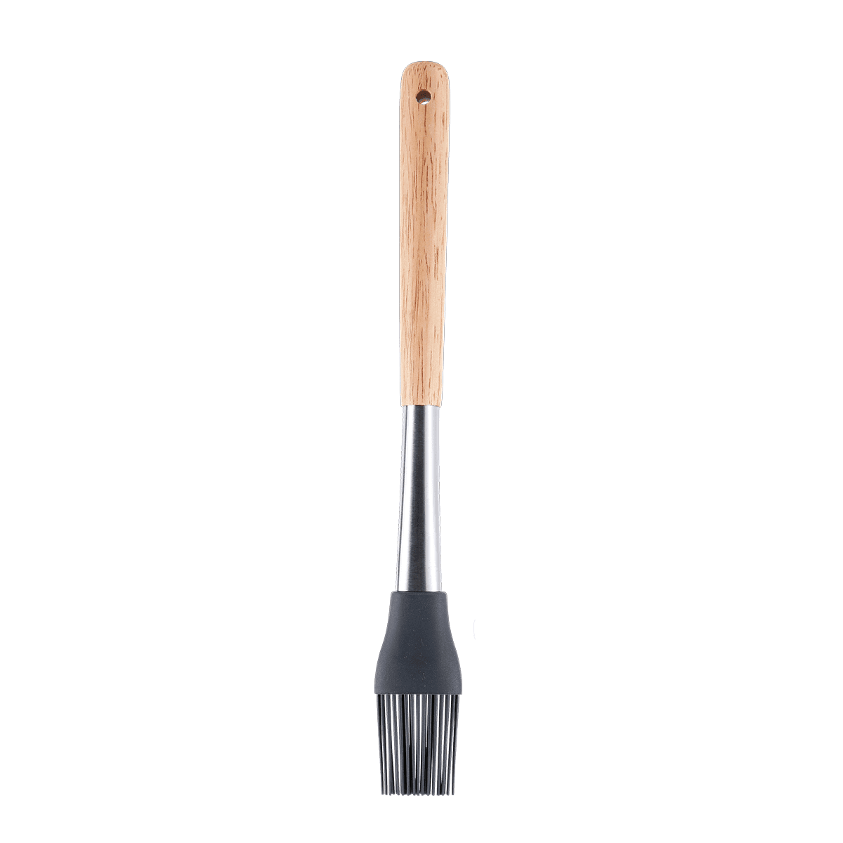 Vague Silicone Grey Silicone Oil Brush with Oak Wood Handle Grey