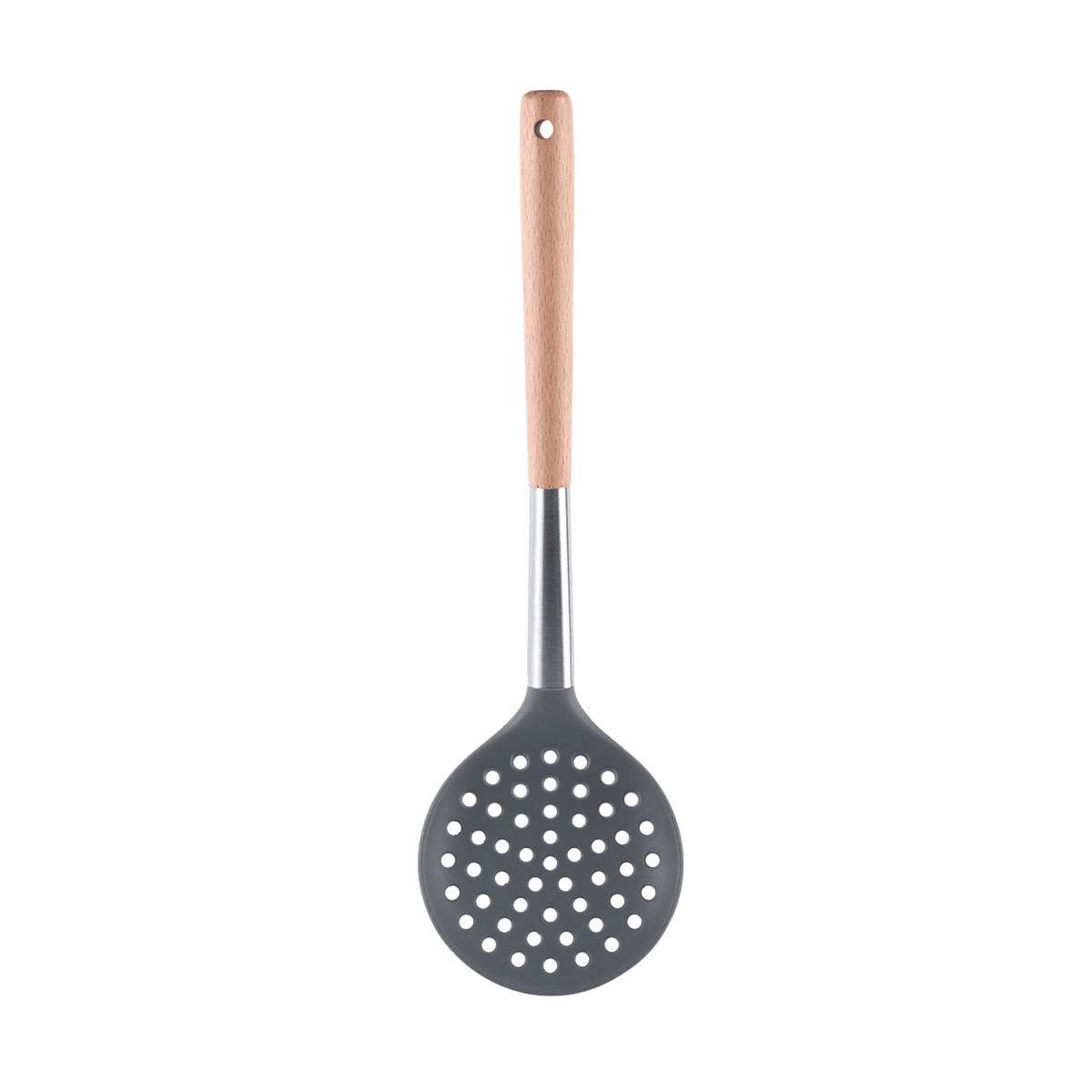 Vague Silicone Grey Silicone Skimmer with Oak Wood Handle Grey