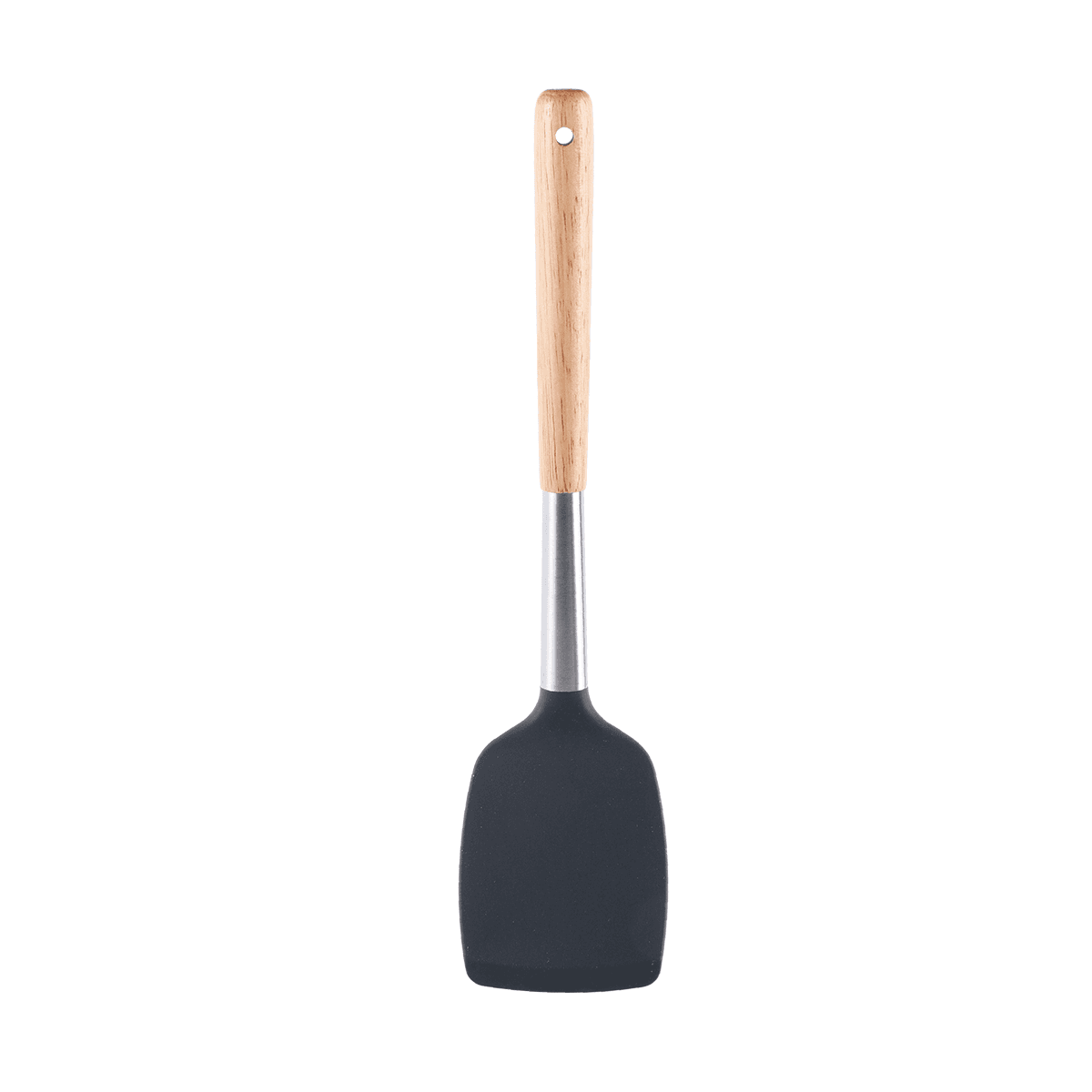 Vague Silicone Grey Silicone Turner with Oak Wood Handle Grey