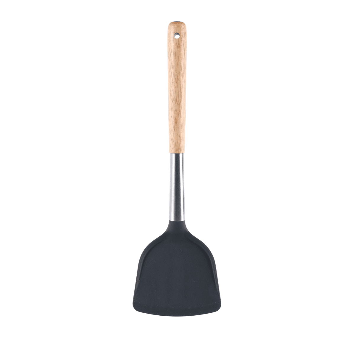 Vague Silicone Grey Silicone Turner with Oak Wood Handle Grey