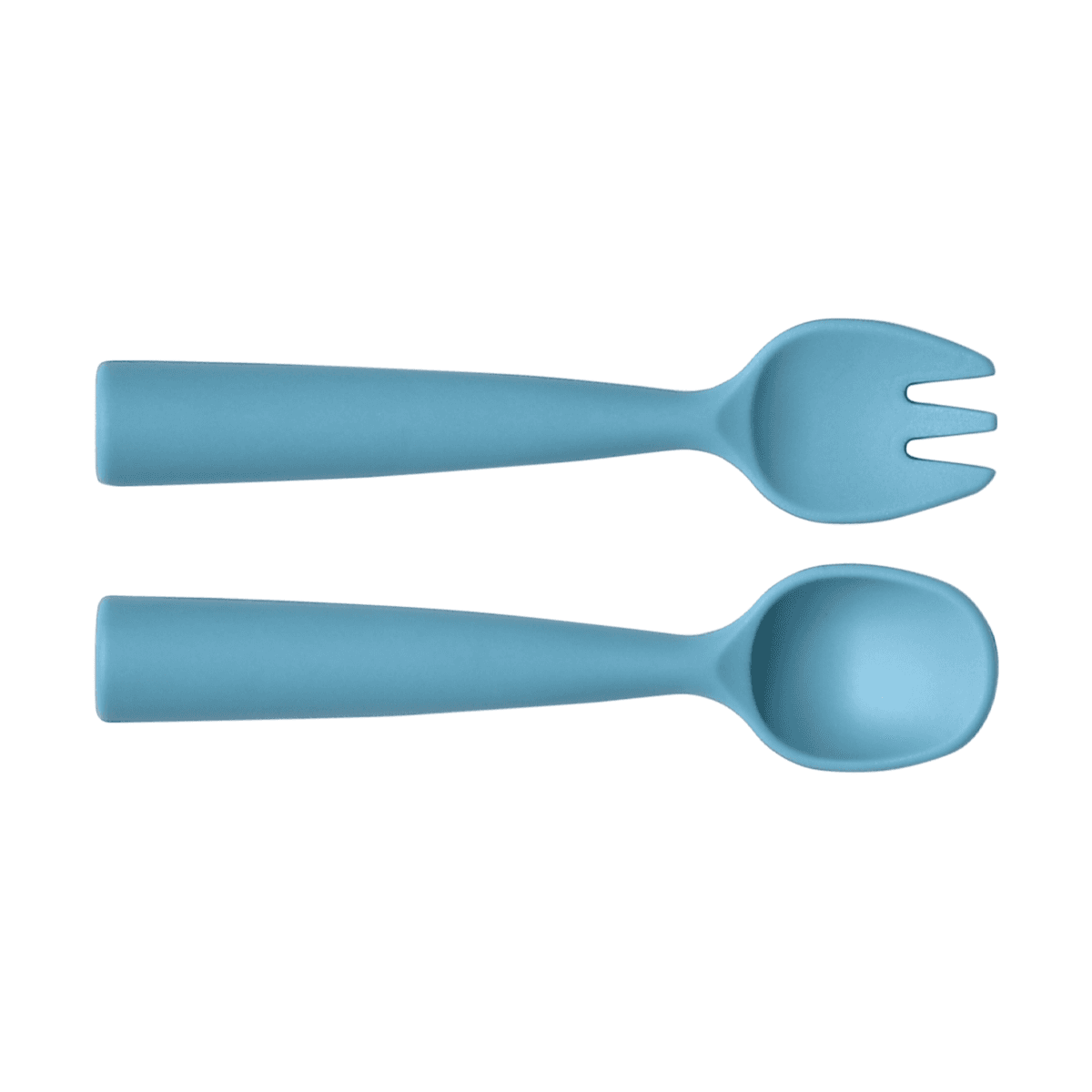 Vague Silicone Spoon & Fork Set for Kids Blue Silicone