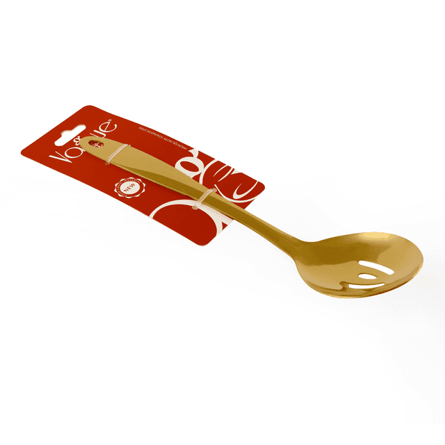 ملعقة غرف مثقوبة ستانلس ستيل 26 سم ڤاج Vague Stainless Steel Gold Serving Spoon with Hole 26 cm - SW1hZ2U6MTg2NTYxMg==