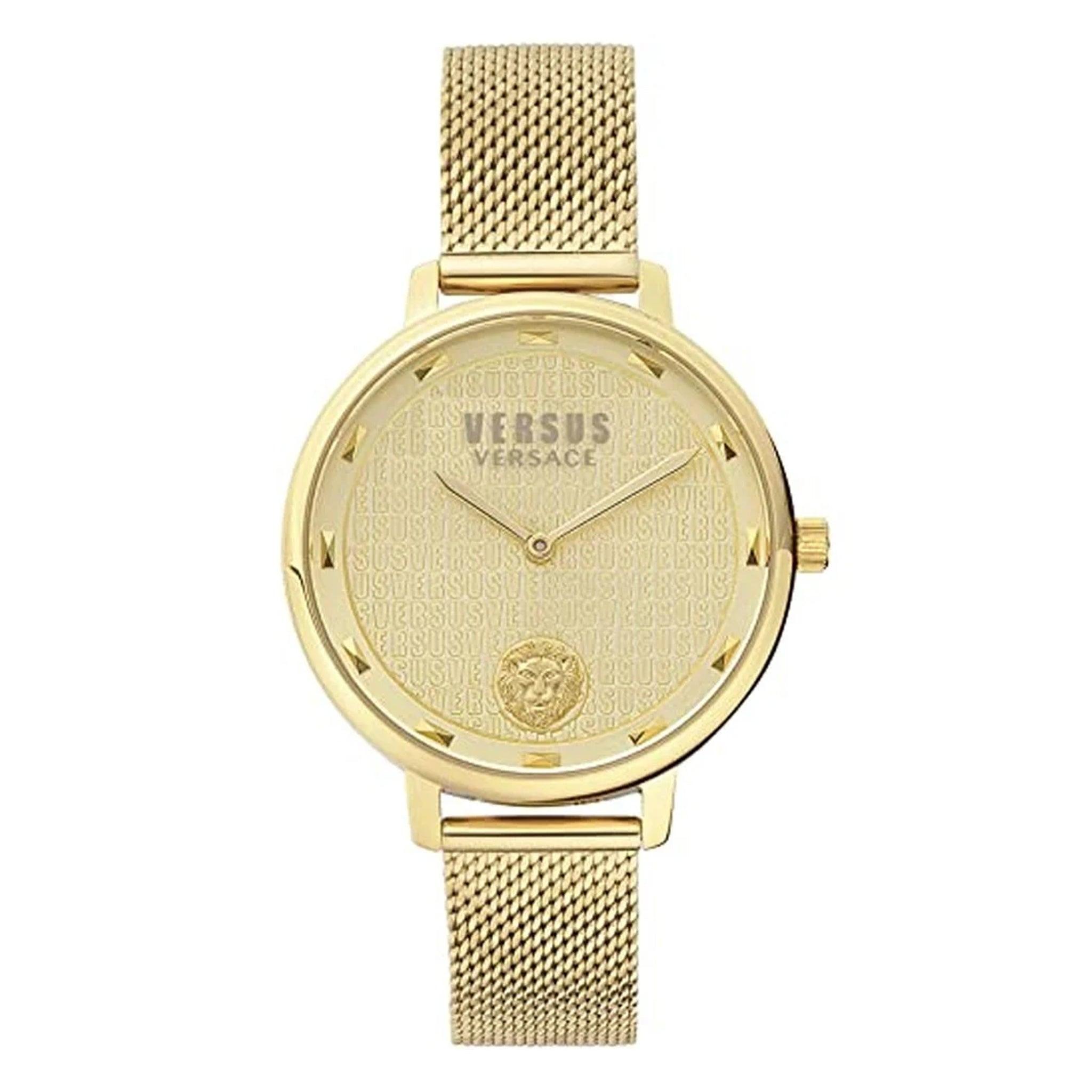 ساعة نسائية ستانلس ستيل ذهبي فيرزاتشي Versace Autumn Winter 20 Analog Champagne Dial Women's Watch