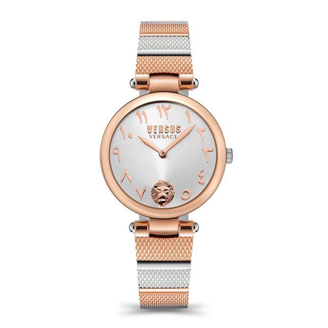 ساعة نسائية ستانلس ستيل برونزي وفضي 34 مم فيرزاتشي Versus Versace Los Feliz Women's Analog Silver Watch - SW1hZ2U6MTgyNzcxOQ==