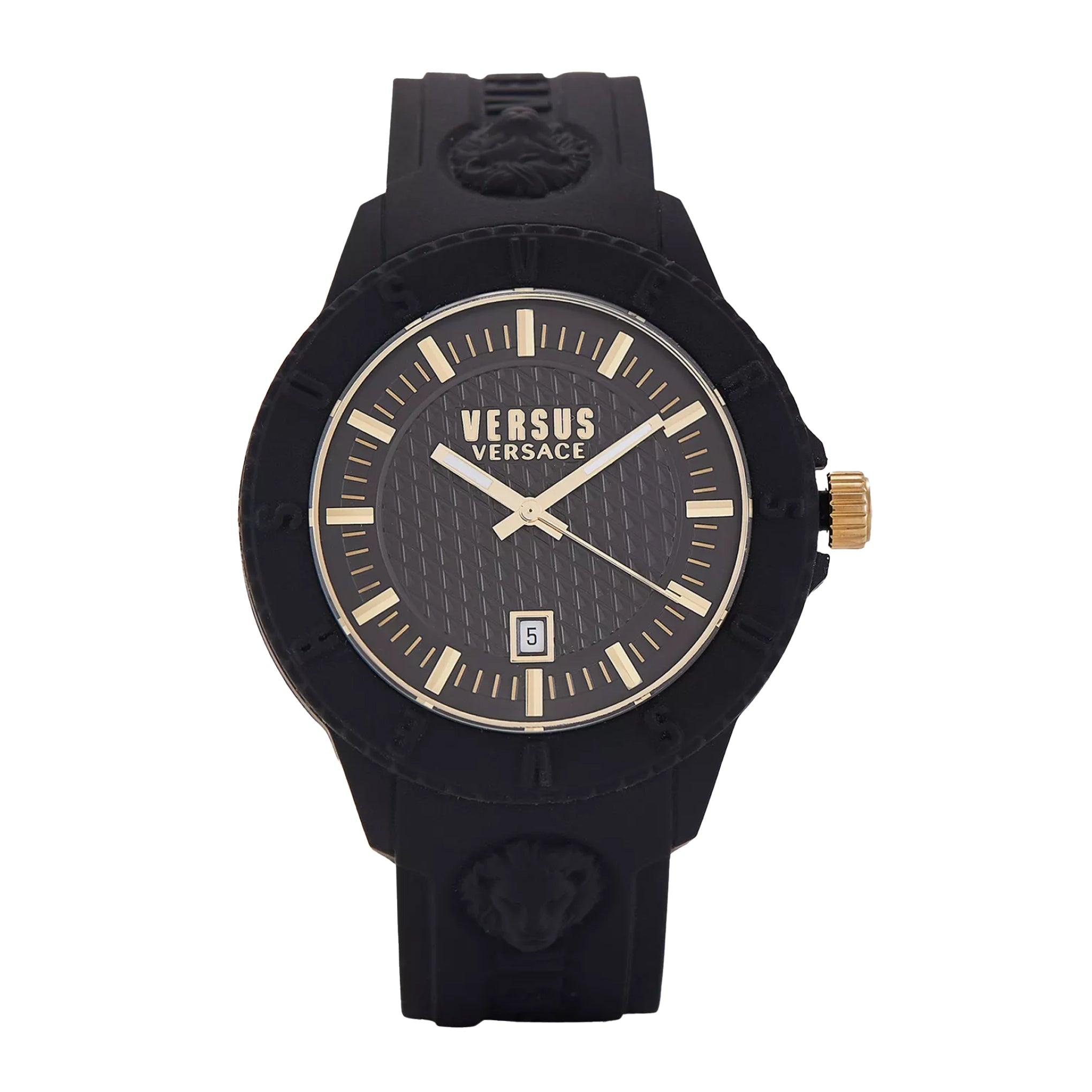 ساعة ماركة سيليكون أسود للرجال والنساء فيرزاتشي Versus Versace Unisex Analog Quartz Black Silicone Watch