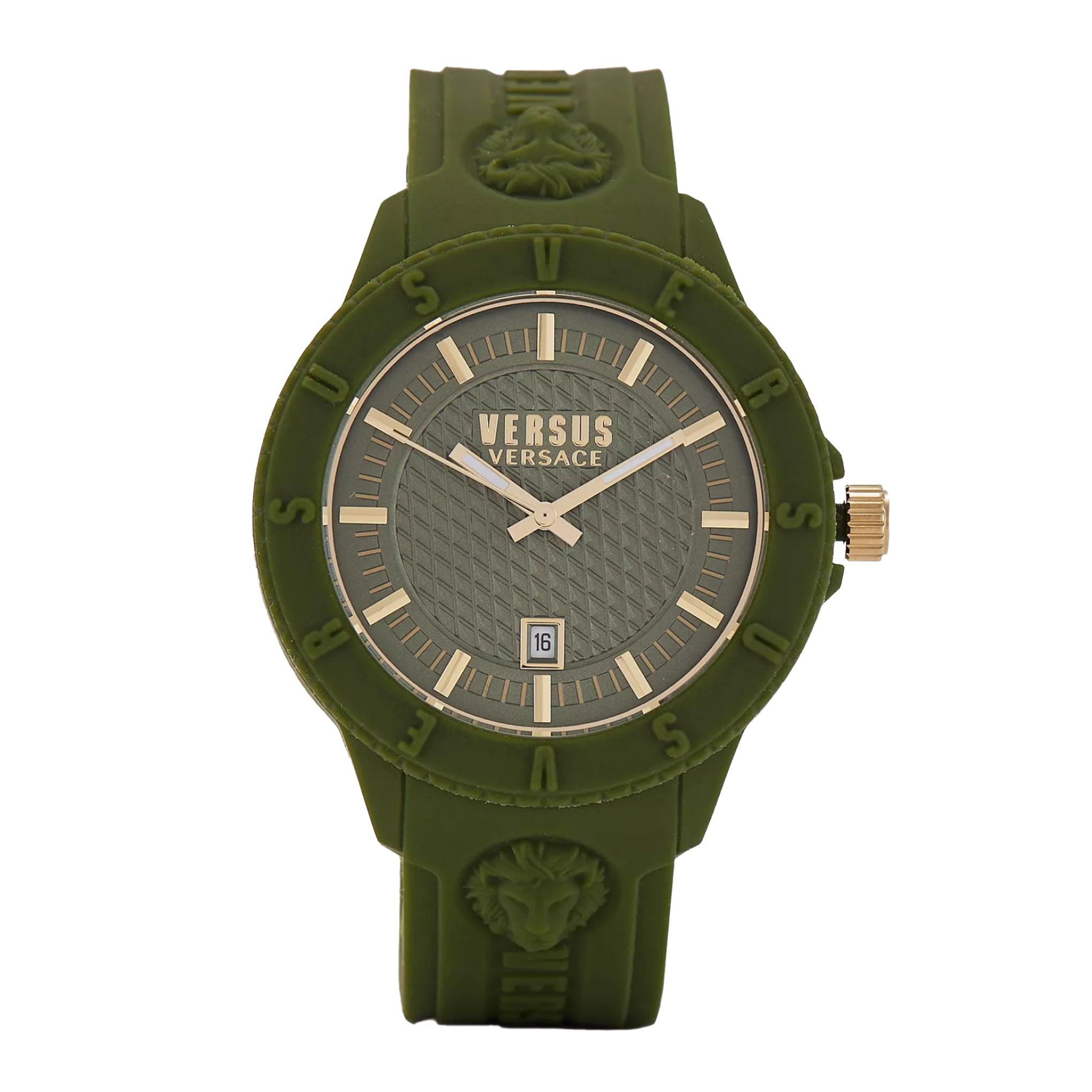 ساعة ماركة سيليكون زيتي للرجال والنساء فيرزاتشي Versus Versace Unisex Analog Quartz Green Silicone Watch