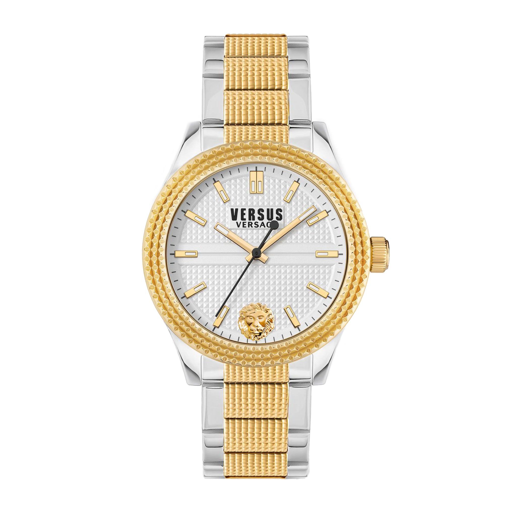 ساعة نسائية فضي وذهبي فرزاتشي  Versus Versace Women's Analog Quartz Two Tone Silver & Gold Stainless Steel Watch