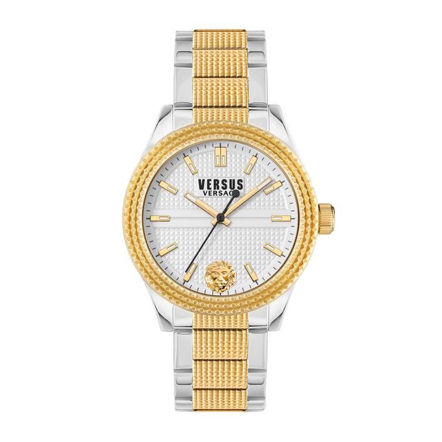 ساعة نسائية فضي وذهبي فرزاتشي  Versus Versace Women's Analog Quartz Two Tone Silver & Gold Stainless Steel Watch - SW1hZ2U6MTgxNDkxMQ==