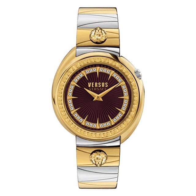 ساعة نسائية ستانلس ستيل ذهبي وفضي فيرزاتشي Versus Versace Women's Analog Stainless Steel Strap Watch - SW1hZ2U6MTgyNDkxNg==