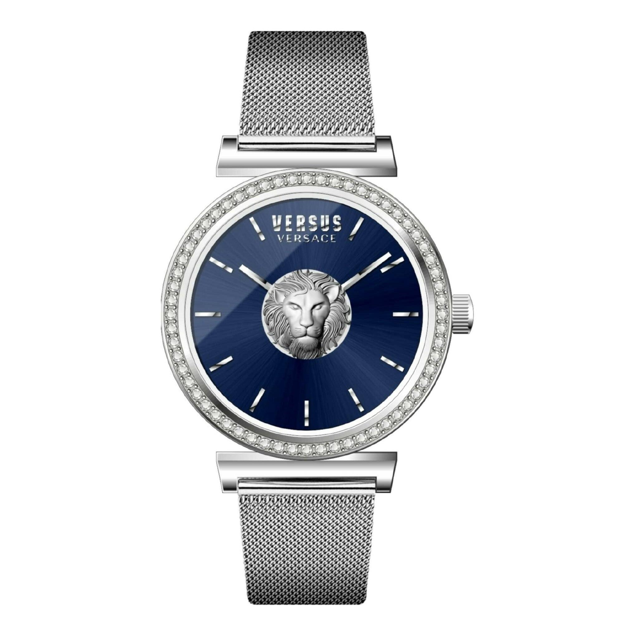 ساعة نسائية ستانلس ستيل فضي 34 مم فيرزاتشي Versus Versace Womens Blue 34 Mm Brick Lane Watch