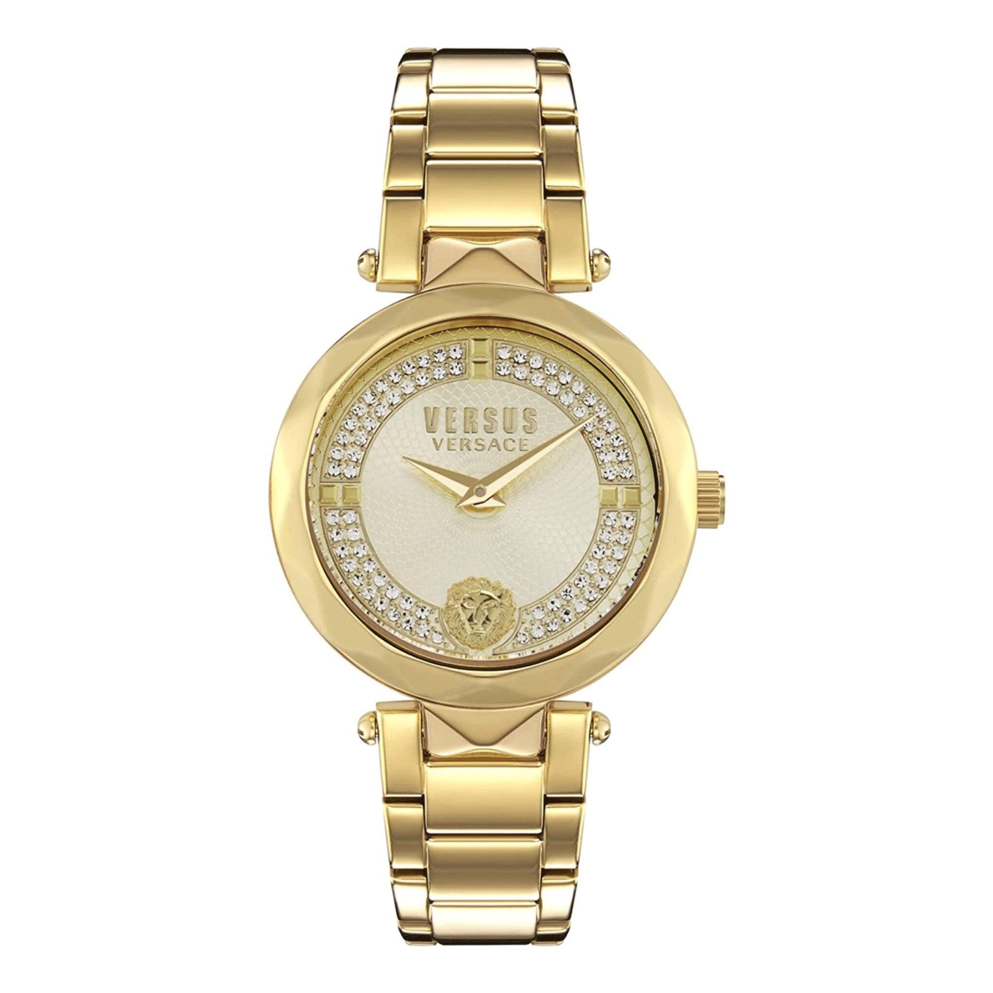 ساعة نسائية ستانلس ستيل ذهبي 36 مم فيرزاتشي Versus Versace Womens Covent Garden Crystal Watch