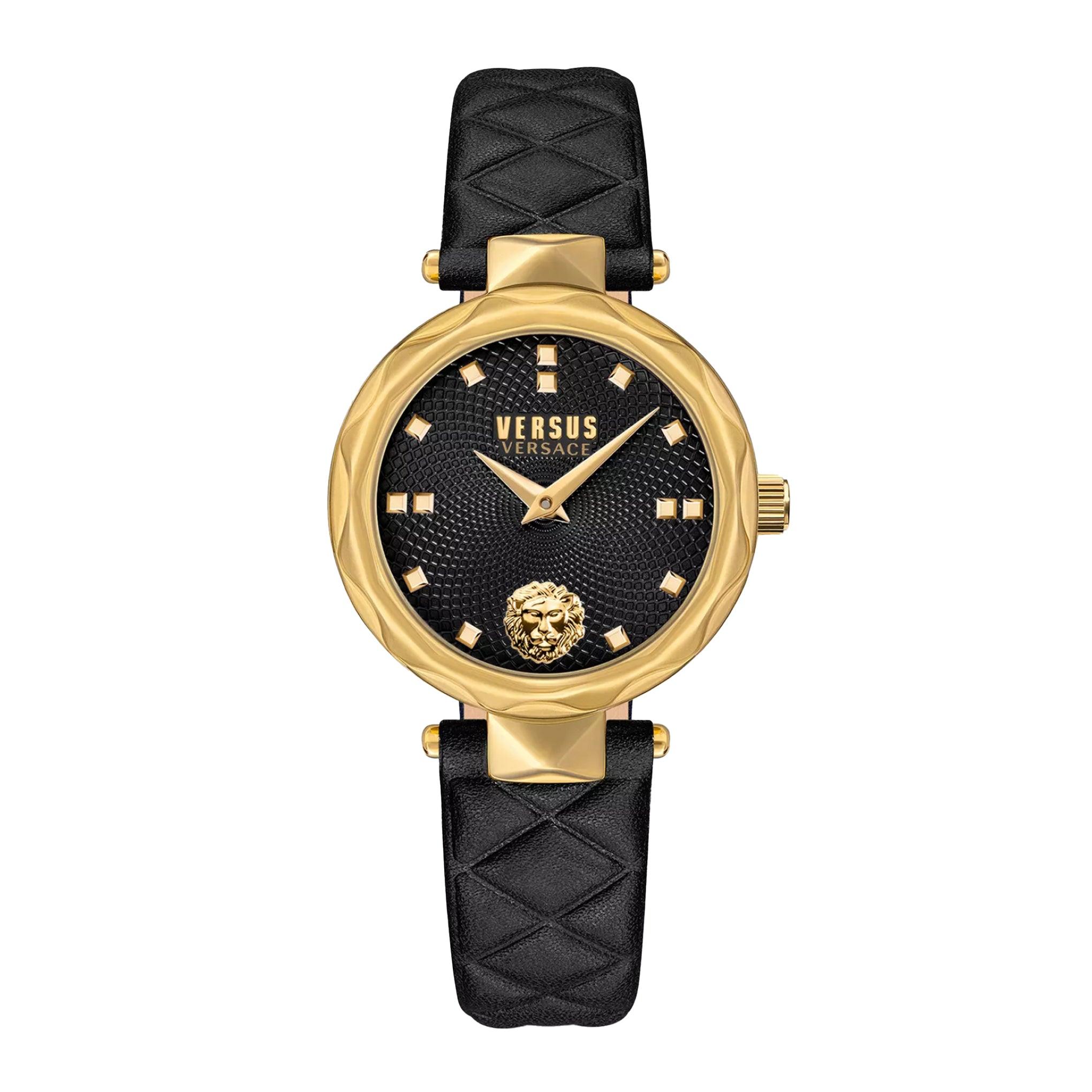 ساعة نسائية جلد أسود 32 مم فيرزاتشي Versus Versace Women's Full Bloom Analog Black Leather Band Watch