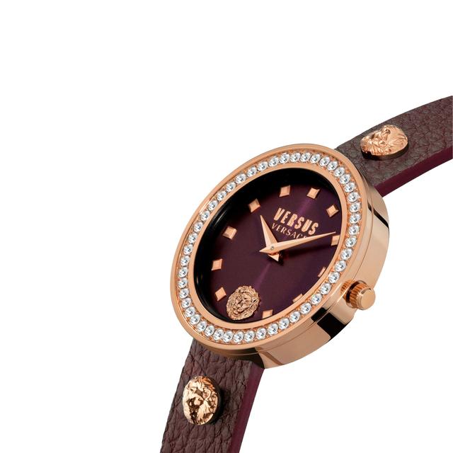 ساعة نسائية جلد خمري مع سوار فيرزاتشي Versus Versace Women's Full Bloom Analog Burgundy Leather Band Watch - SW1hZ2U6MTgxNzM4MA==