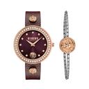 ساعة نسائية جلد خمري مع سوار فيرزاتشي Versus Versace Women's Full Bloom Analog Burgundy Leather Band Watch - SW1hZ2U6MTgxNzM3OA==