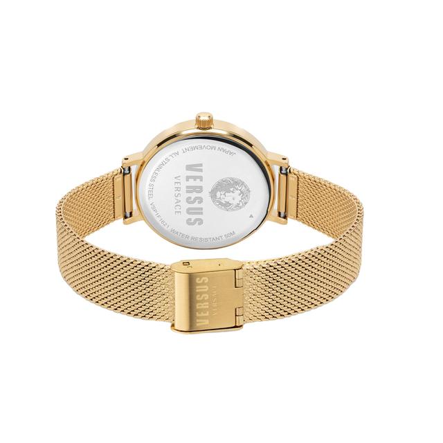 ساعة نسائية ستانلس ستيل ذهبي 34 مم فيرزاتشي Versus Versace Women's Gold Stainless Steel Mesh Strap Analog Watch - SW1hZ2U6MTgxODg1OA==