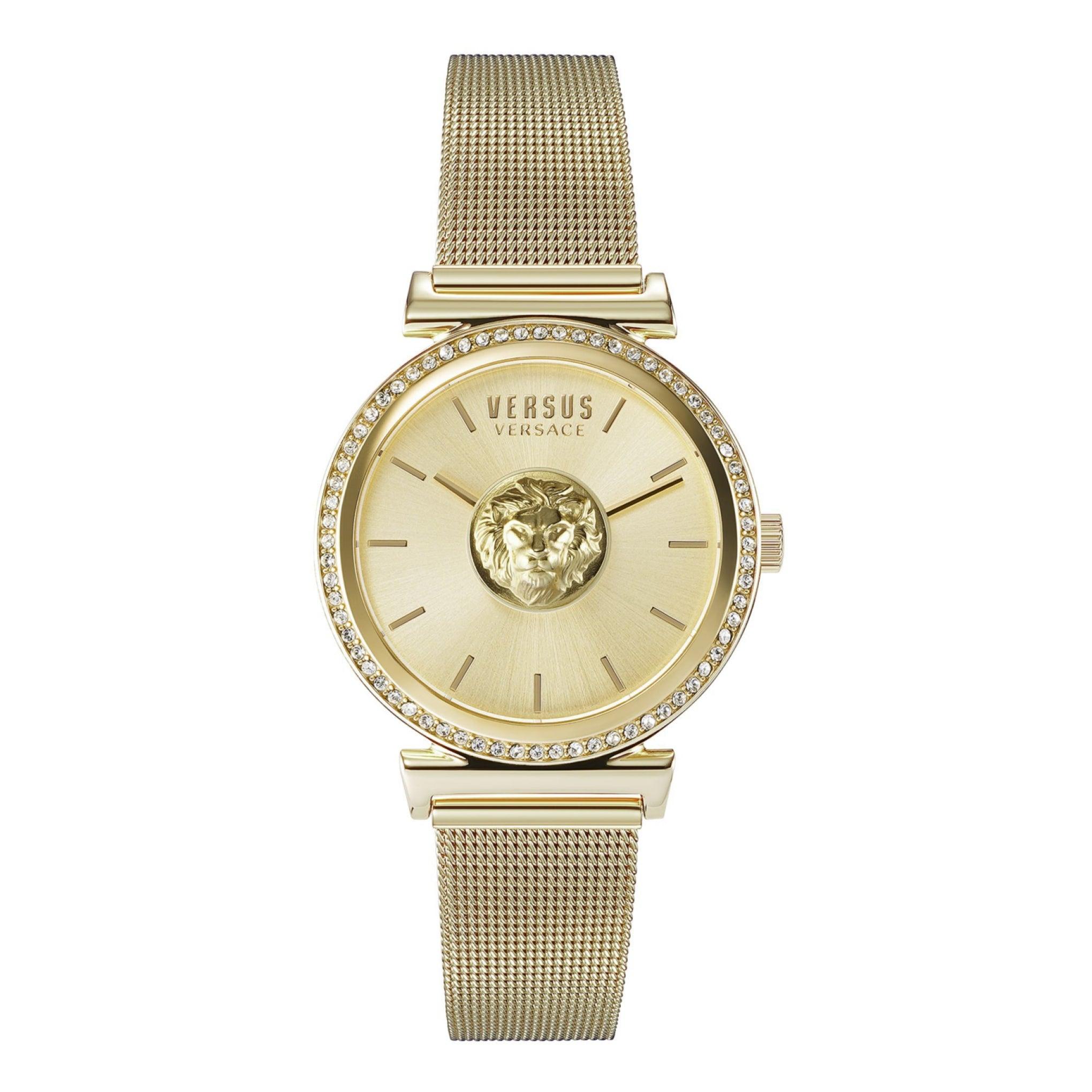 ساعة نسائية ستانلس ستيل ذهبي 34 مم فيرزاتشي Versus Versace Women's Stainless Steel Mesh Watch