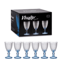 Vivalto 6 Pieces Cobalt Blue Points Water Glass Set 330 ml Transparent Glass - SW1hZ2U6MTg2NzYwMQ==