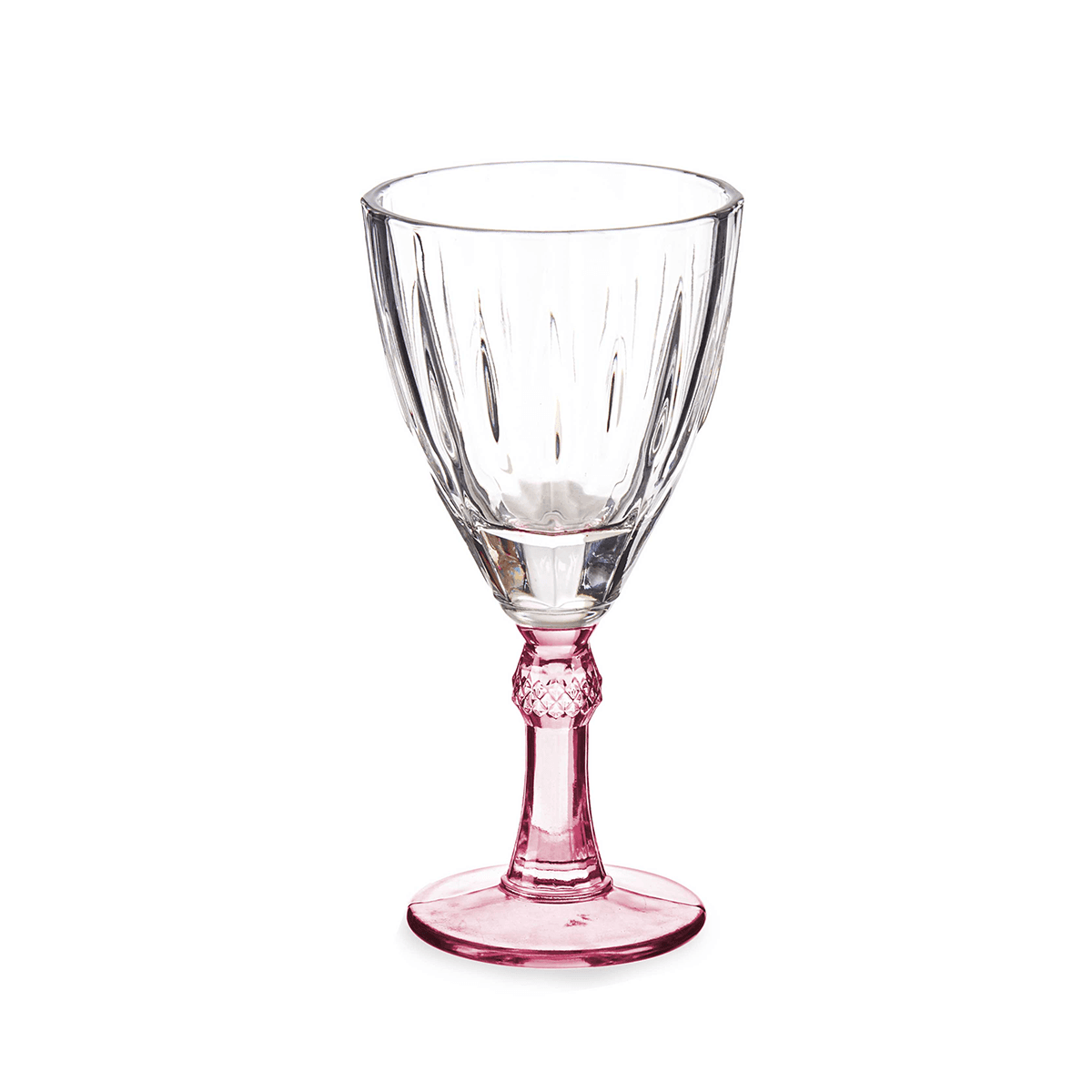 كاسات عصير 6 قطع 275 مل زجاج زهري فيفالتو Vivalto 6 Pieces Glass Water Cup Pink Color 275 ml Set Transparent Glass