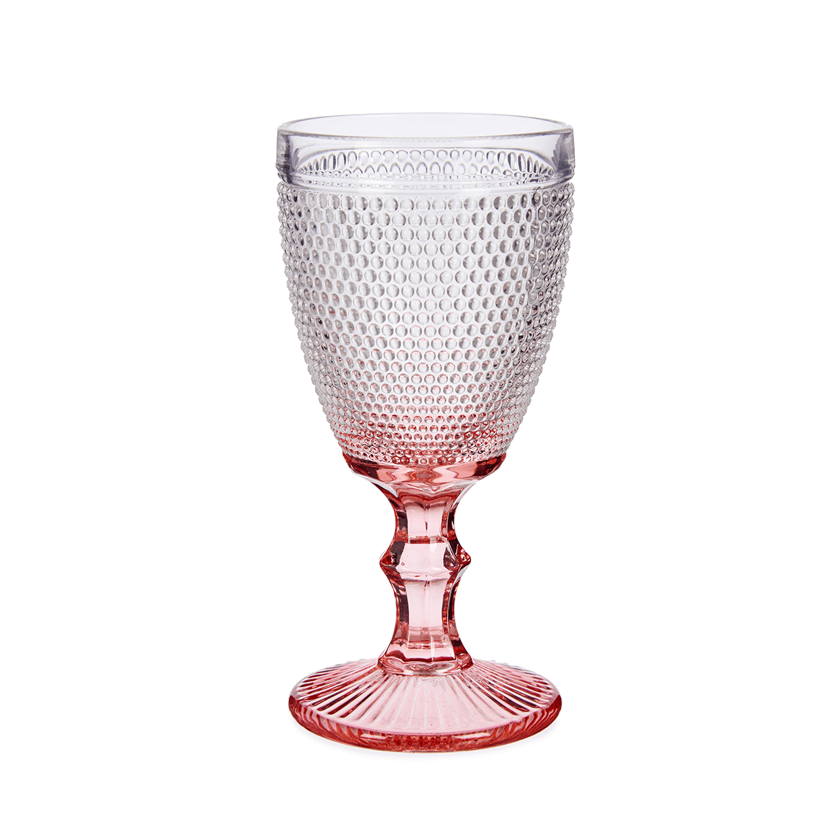 كاسات عصير 6 قطع 330 مل زجاج زهري فيفالتو Vivalto 6 Pieces Pink Foot Points Water Glass Set 330 ml Transparent Glass