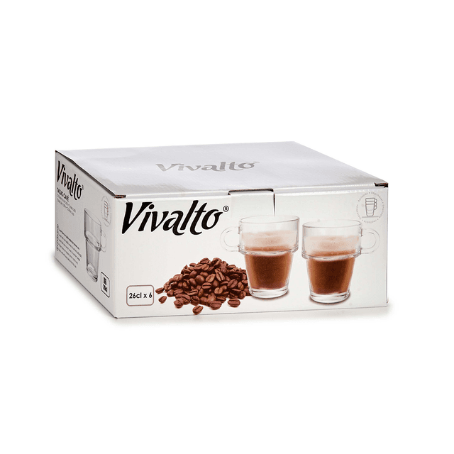 اكواب زجاج 6 قطع 260 مل فيفالتو Vivalto 6 Pieces Pliable Glass Cup 260 ml Set Transparent Glass - SW1hZ2U6MTg2NzY2Mg==