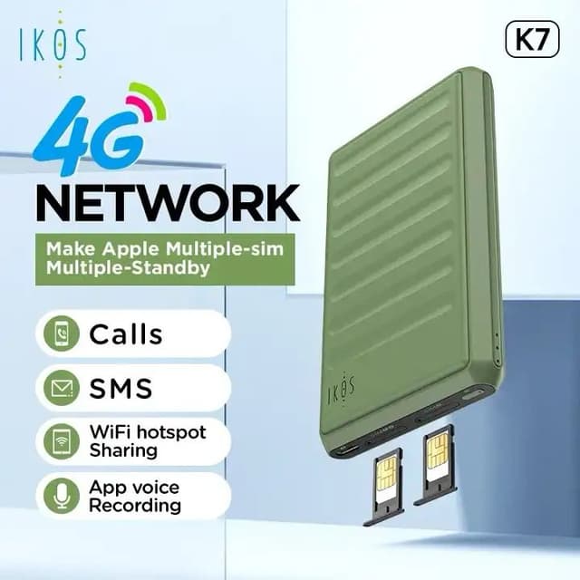 Ikos K7 Dual Sim Adapter 4G Internet Support Dual Standby Adapter For iPhone