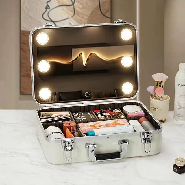 Travel Beauty Organizer Suitcase Makeup Case With Led Lights Mirror