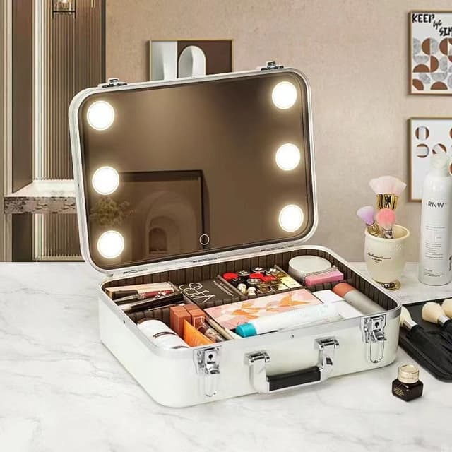 Travel Beauty Organizer Suitcase Makeup Case With Led Lights Mirror