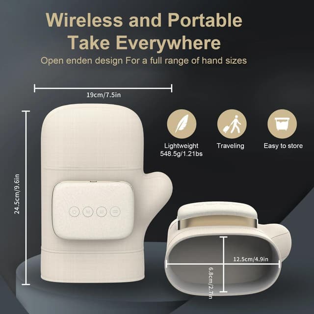 جهاز مساج اليد اللاسلكي 2200 مللي أمبير Cordless Electric Hand Massager Glove