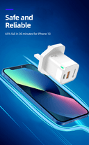 IQ Touch 30W Dual Port USB-C & A Wall Charger With GaN Tech