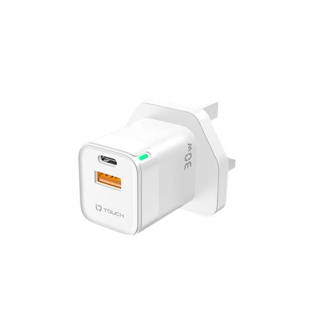 IQ Touch 30W Dual Port USB-C & A Wall Charger With GaN Tech