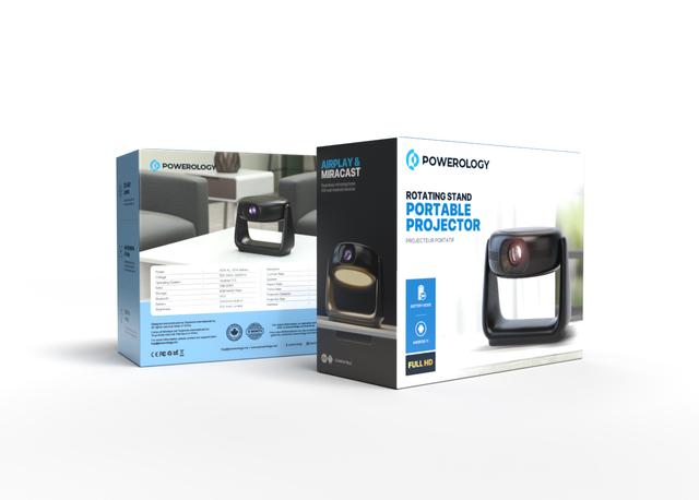 بروجكتر سمارت أندرويد لاسلكي 5200 مللي أمبير 1080 بكسل Powerology Full HD Portable Projector Built-in Battery and LCD light