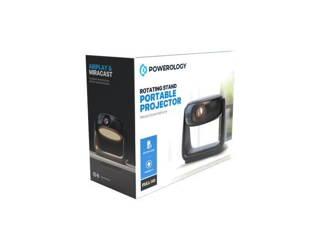 بروجكتر سمارت أندرويد لاسلكي 5200 مللي أمبير 1080 بكسل Powerology Full HD Portable Projector Built-in Battery and LCD light