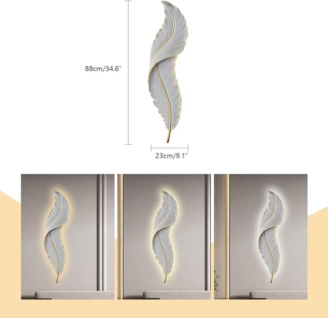 ديكور جدار غرف نوم اضاءة حائط على شكل ريشة Luxury Bedroom Feather Decorative Wall Lamp