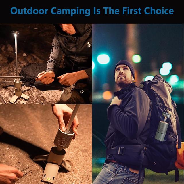 كشاف ليد خارجي وباور بنك مدمج 10000 مللي أمبير Portable Telescopic Tripod Camping Light