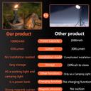 كشاف ليد خارجي وباور بنك مدمج 10000 مللي أمبير Portable Telescopic Tripod Camping Light