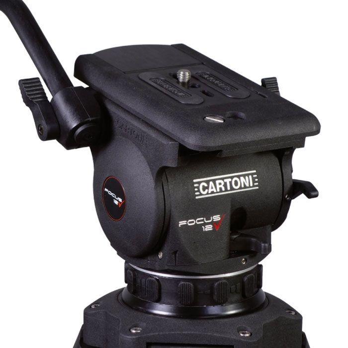 حامل كاميرا قياس 100 ملم بمقبض تلسكوبي كارتوني Cartoni Focus 12 Fluid Head 100mm + 1 telescopic handle