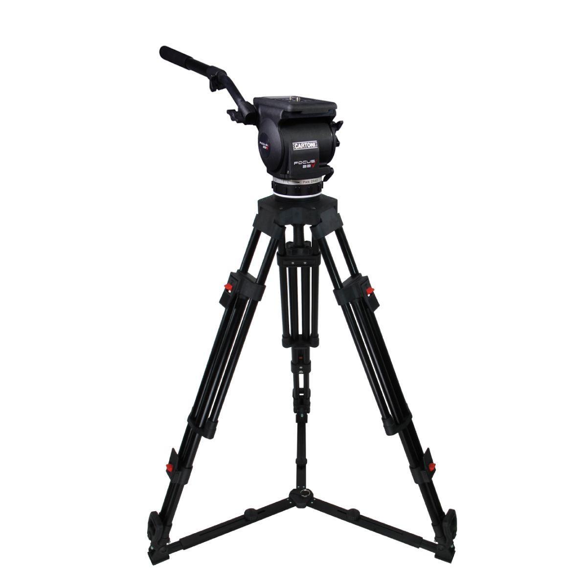 حامل كاميرا ثلاثي القوائم وزن 3-22 كغ مع حقيبة كارتوني Cartoni Focus 22 with 2 stage carbonfibre Tripod , soft bag, Fluid Head, 3-22 kg