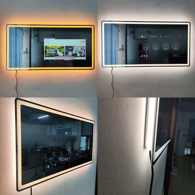 مرايا جدارية كبيرة مع اضاءة ليد وشاشة اندرويد لمس ذكية 21.5 انش Led Mirror With Android Smart Screen
