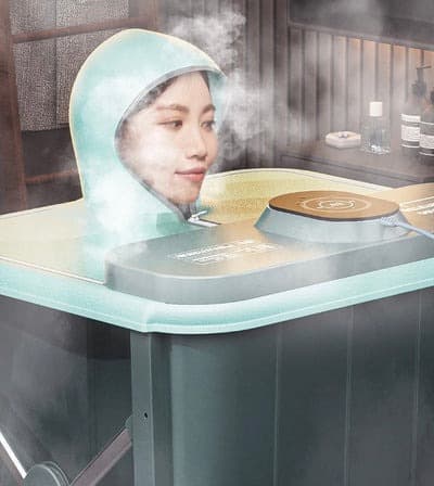 حوض استحمام قابل للطي حمام بخار أوتوماتيكي Volcano Bath Tub Automatic Heating Steam Bath