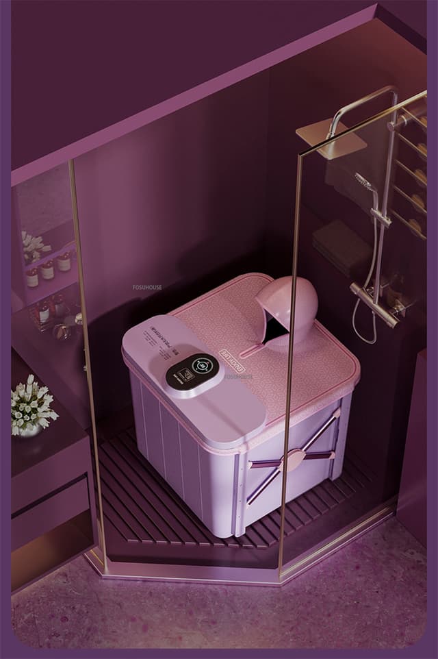 حوض استحمام قابل للطي حمام بخار أوتوماتيكي Volcano Bath Tub Automatic Heating Steam Bath