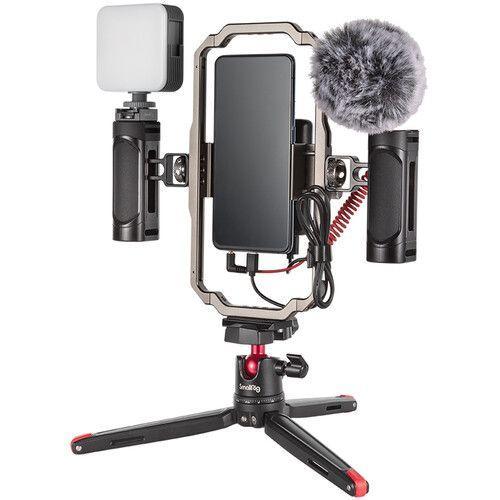 قفص هاتف ذكي مع حامل ثلاثي الأرجل و ميكرفون ومصباح LED سمول رينج SmallRig Professional Phone Video Rig Kit for Vlogging & Live Streaming