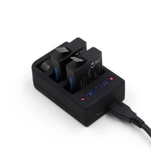 شاحن بطاريات وريمونت لكاميرا جو برو هيرو 6 و7 تيليسين TELESIN USB 3 Slots Battery Charger for Hero