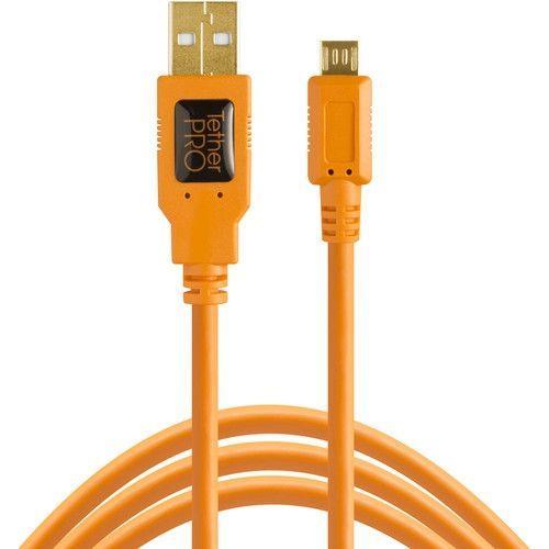 Tether Tools TetherPro USB 2.0 A Male to Micro-B 5-Pin Cable (15', Orange) - SW1hZ2U6MTk1MjQxNg==
